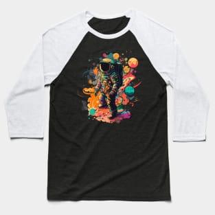 Astronaut in Space Colorful Vibrant Psychedelic Baseball T-Shirt